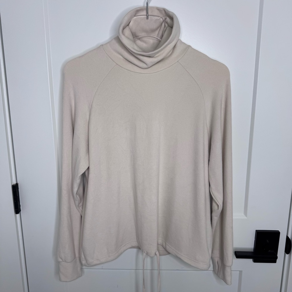 Varley Portland High Neck Midlayer Restore Jersey Pullover Cream Drawstring XS - Picture 10 of 15